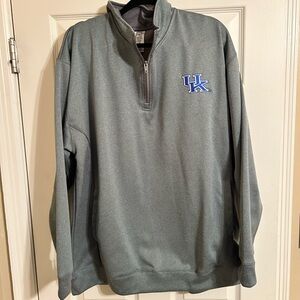 Gray Quarter-Zip Pullover with Blue Logo